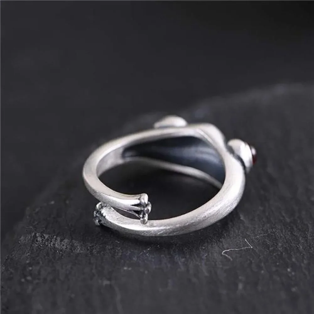 Frog Ring 990 Sterling Silver Cute Animal Jewelry Adjustable
